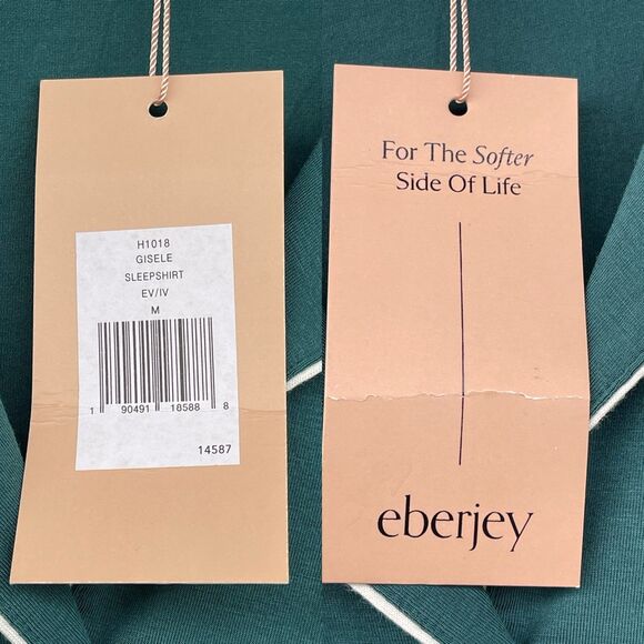 Eberjey Gisele Sleep Shirt in Evergreen Ivory Pajamas size medium - Picture 10 of 11